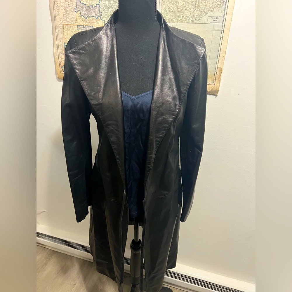NICOLE FARHI BLACK LEATHER JACKET. Never worn!